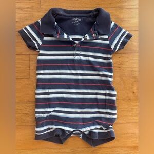 GAP Navy and Red Striped Polo Romper for Baby